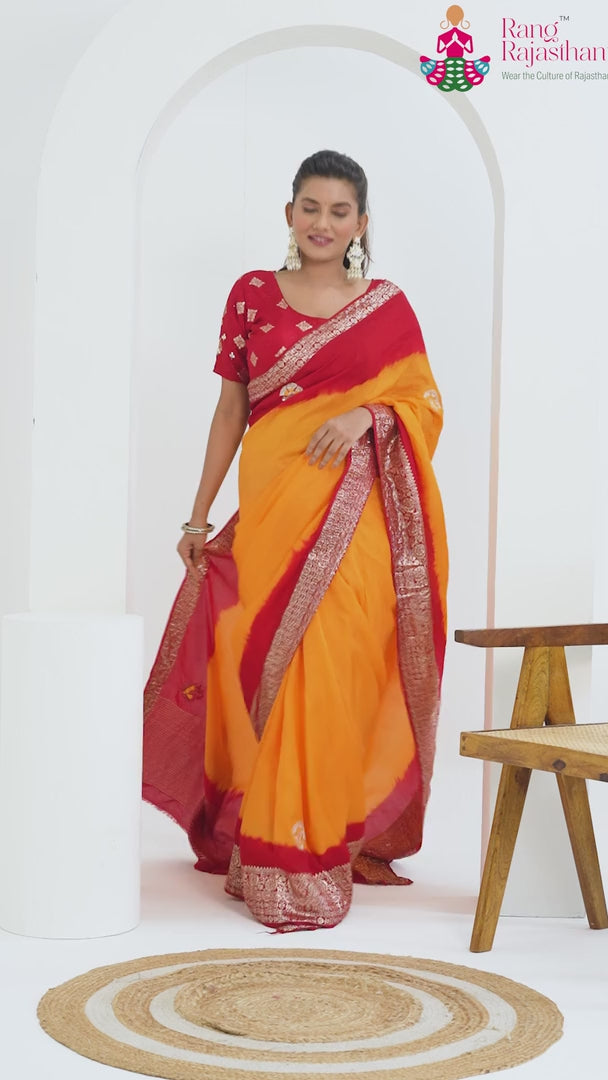 Yellow Pure Russian Silk Pila Saree for Motherhood Ceremony | Most Loved