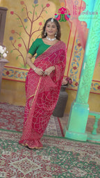 Rani Chiffon Bandhani Chunri Saree for Festive Celebration | Authentic Weave