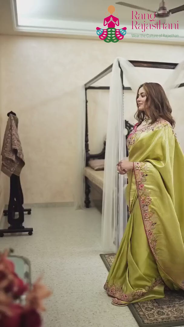 Green Art Silk Zari Embroidery Saree : Subtle Charm