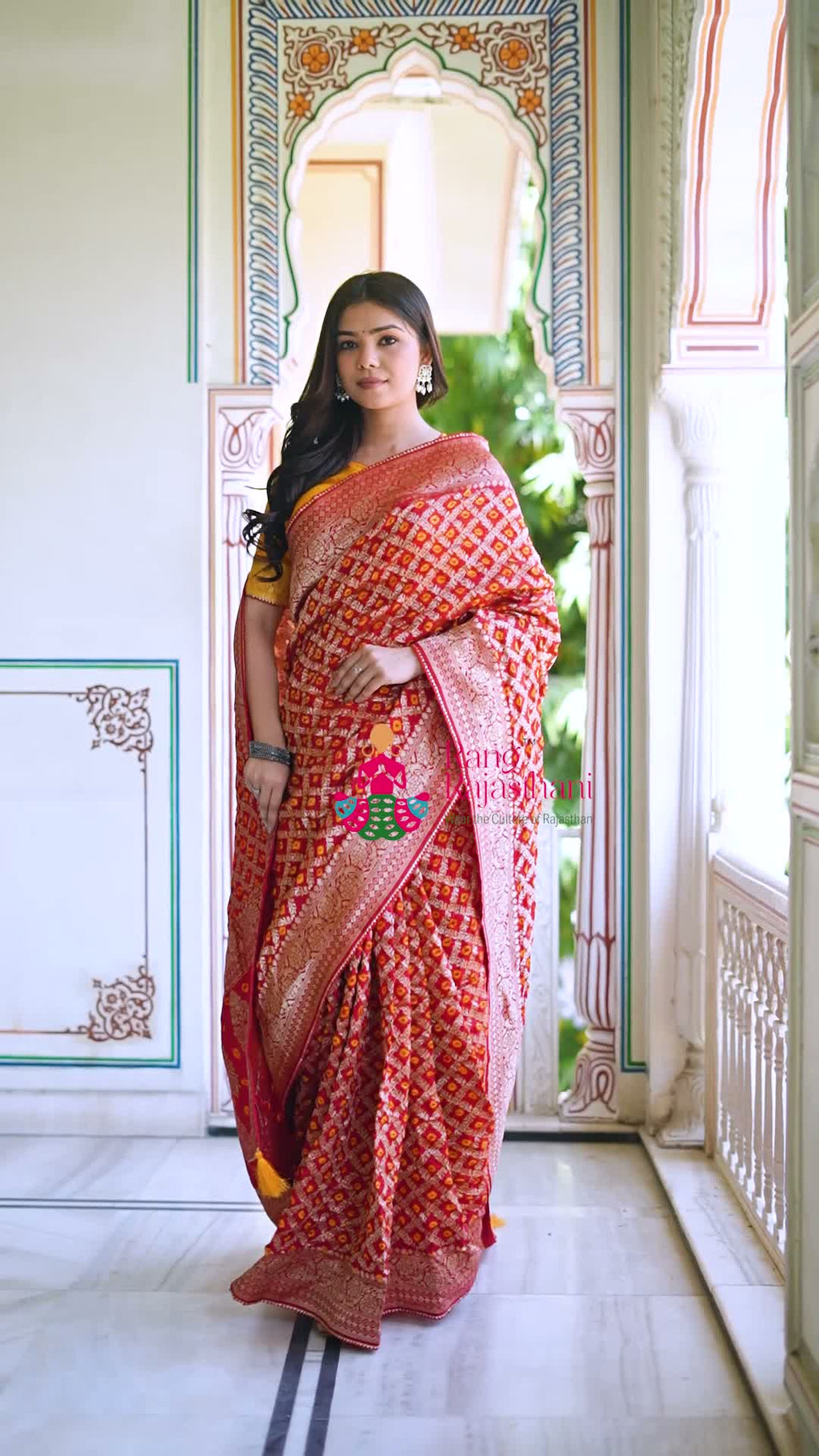 Red Pure Dola Silk Bandhani Saree for Karwa Chauth | Curated Look