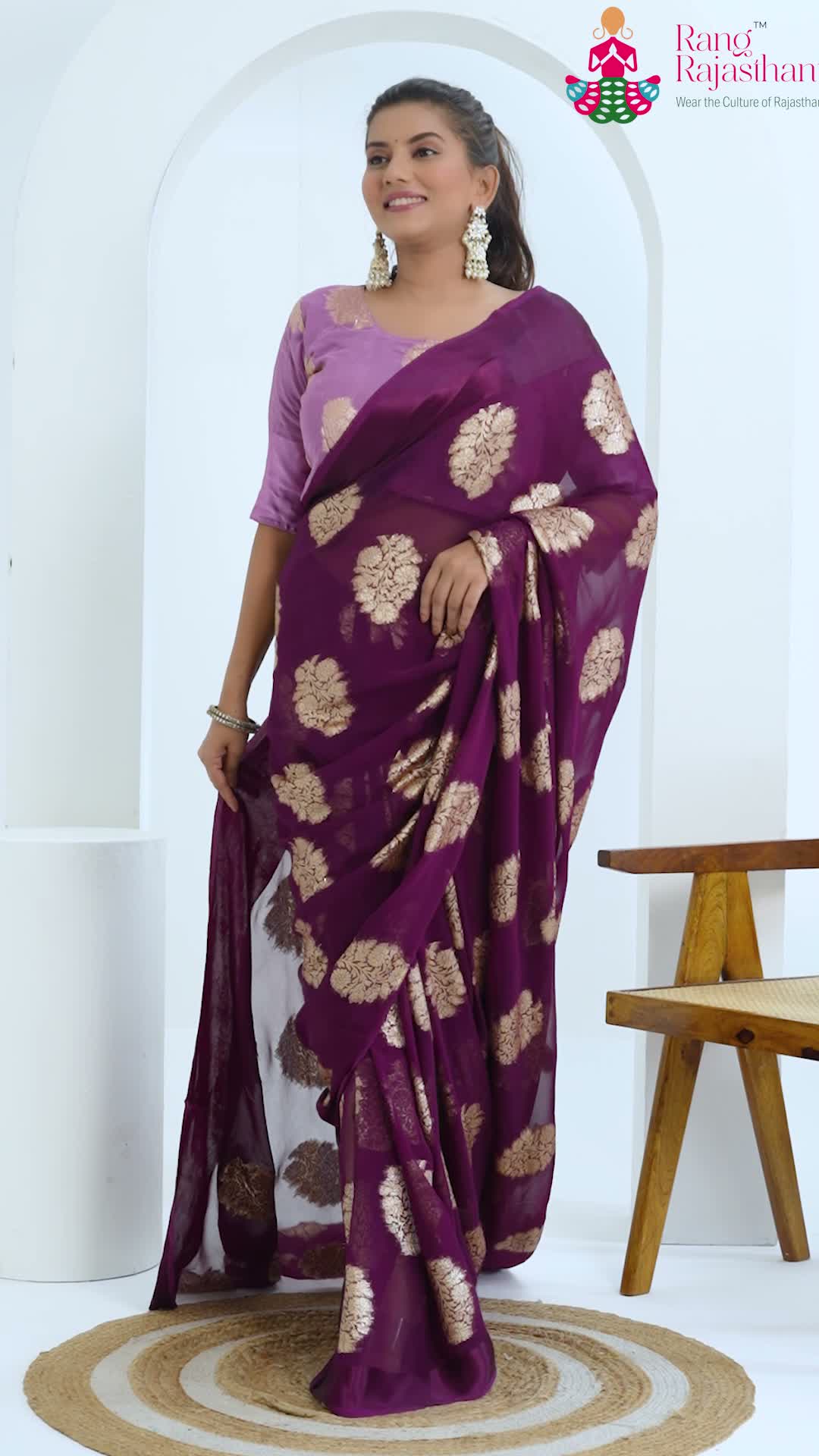 Wine Soft Georgette Banarasi Zari Weave Saree for Raksha Bandhan | Refined Pick