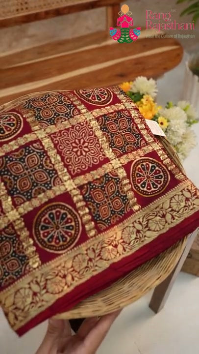 Maroon Modal Banarasi Zari Weave Gharchola Saree for Bridal | Order Online