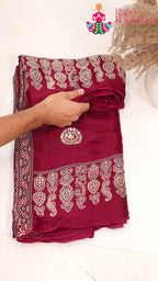 Maroon Modal Ajrakh Print Saree for Festive Celebration | Buy Today