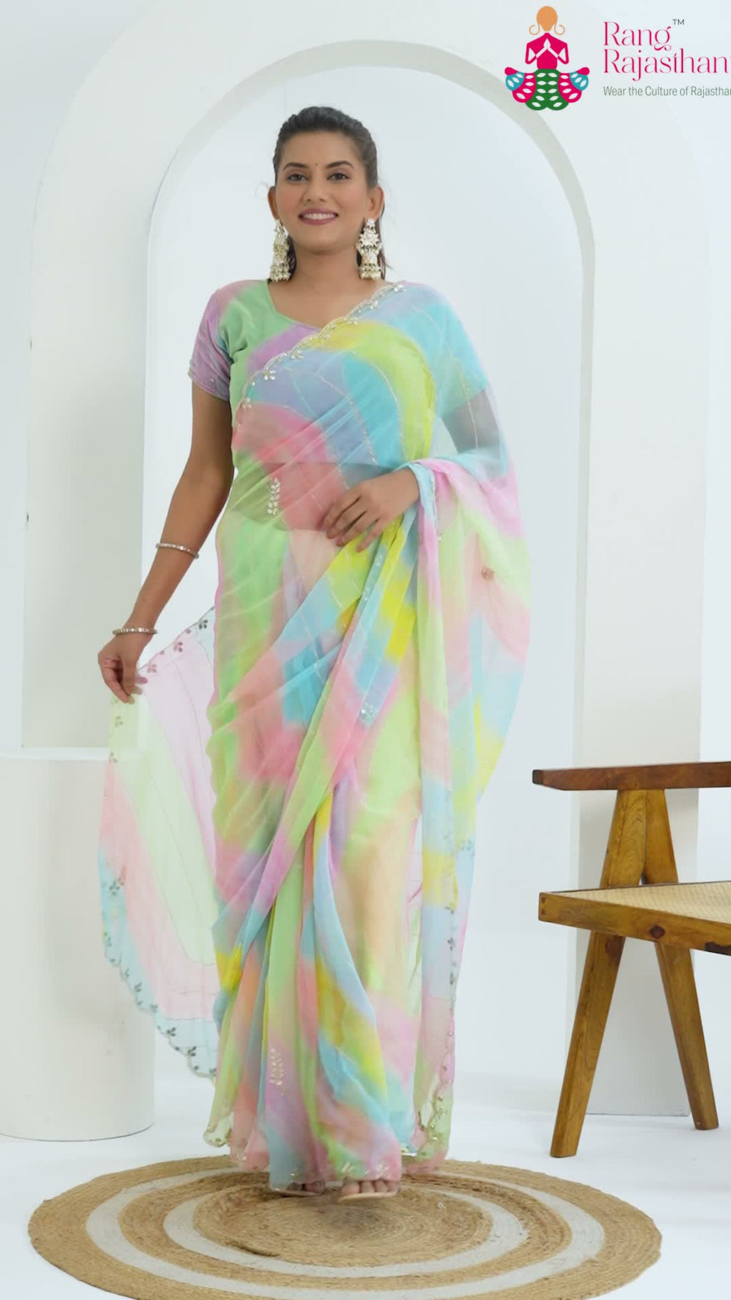 Firozi Synthetic Hand Embellishment Saree for Raksha Bandhan | Top Choice