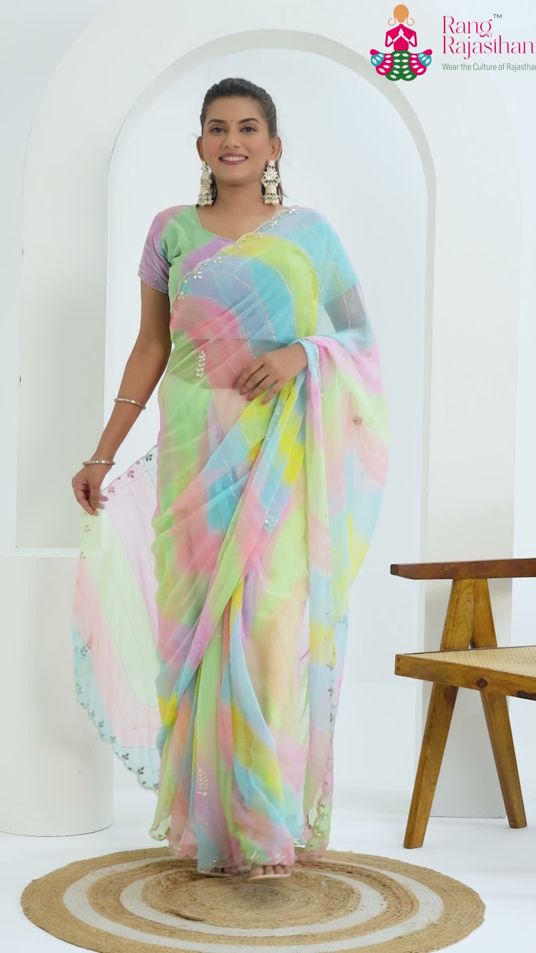Firozi Synthetic Hand Embellishment Saree for Raksha Bandhan | Top Choice