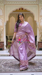 Lavender Tissue Saree : Studio-Shot Look