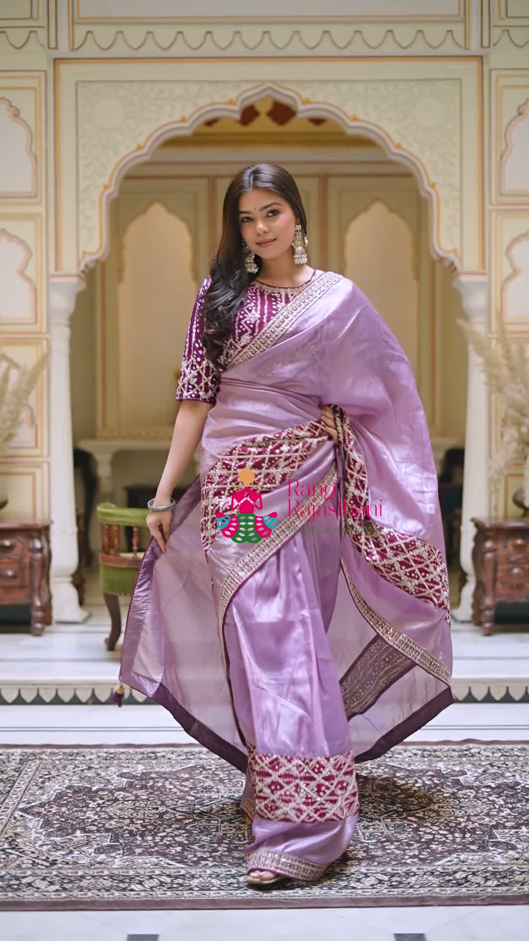 Lavender Tissue Saree : Studio-Shot Look