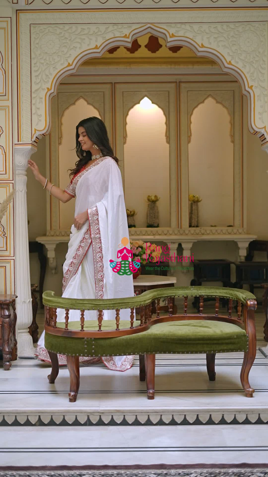 White Synthetic Zari Embroidery Saree for Festive Celebration | Signature Edit