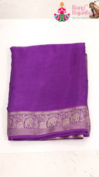 Purple Modal Banarasi Zari Weave Plain Saree for Sangeet Night | Premium Drape