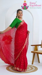 Red Chinnon Sequin Saree for Karwa Chauth | Designer Edit