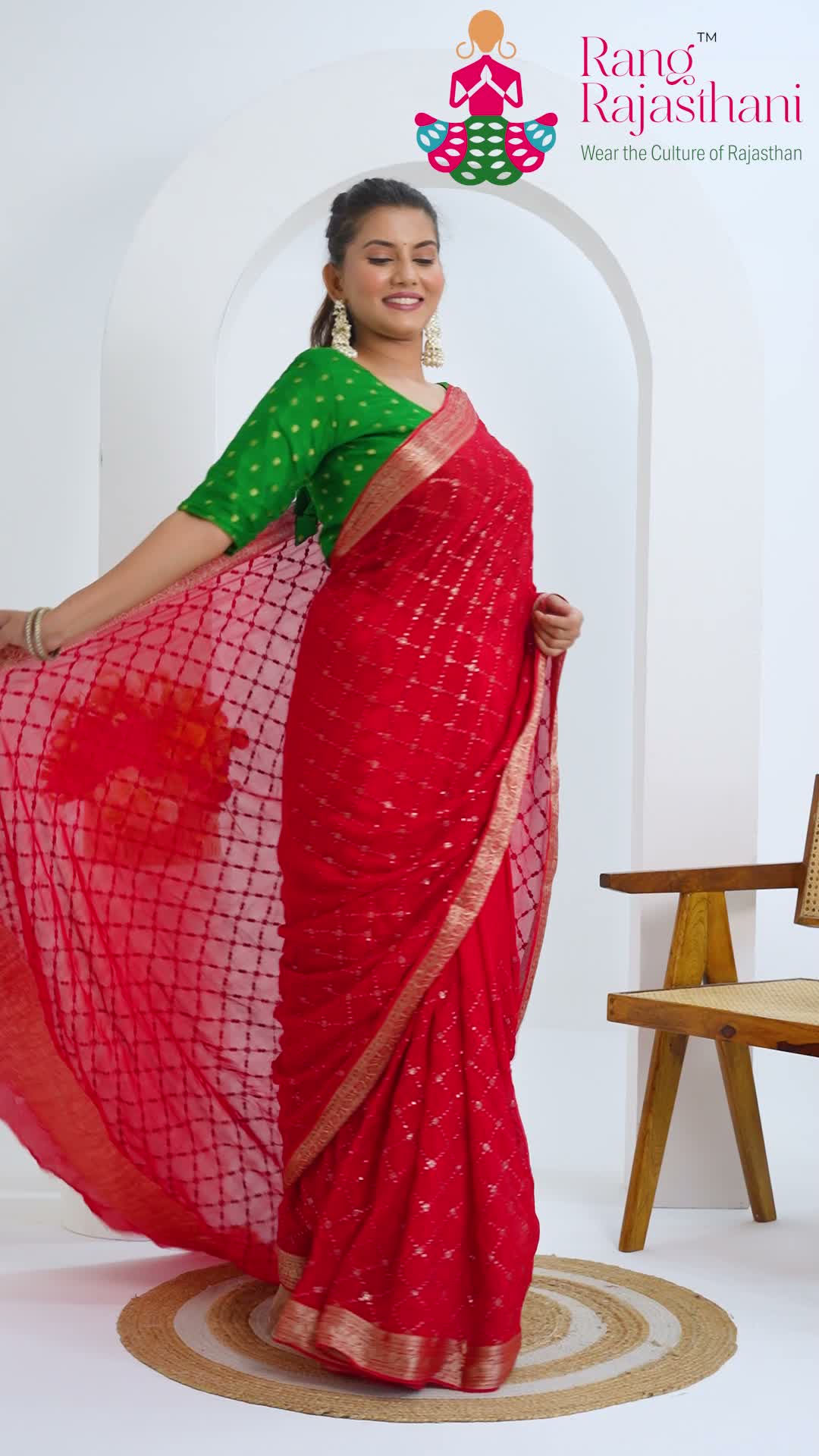 Red Chinnon Sequin Saree for Karwa Chauth | Designer Edit