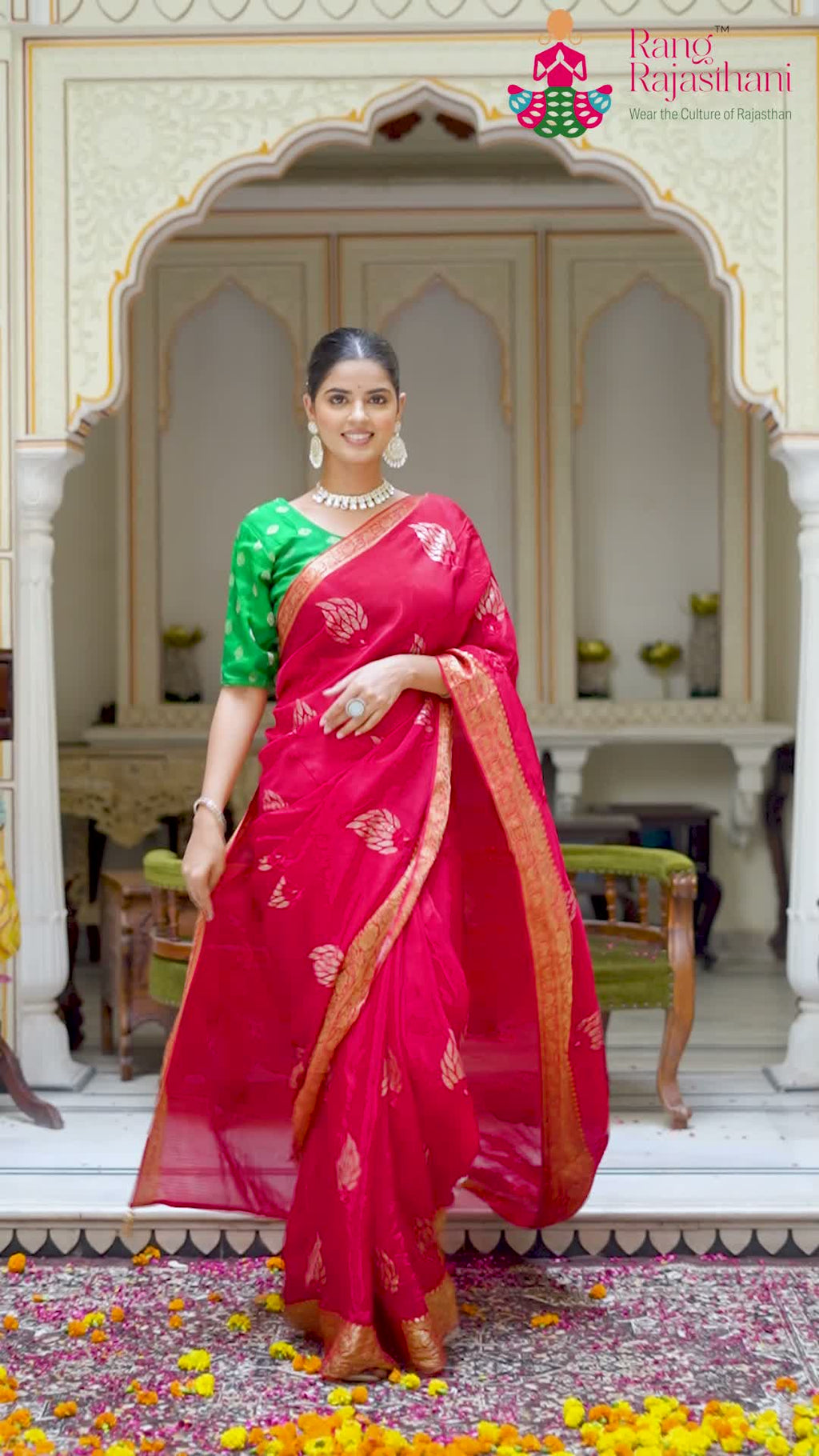 Red Pure Ho Silk Sequin Saree for Wedding Guest | New Season