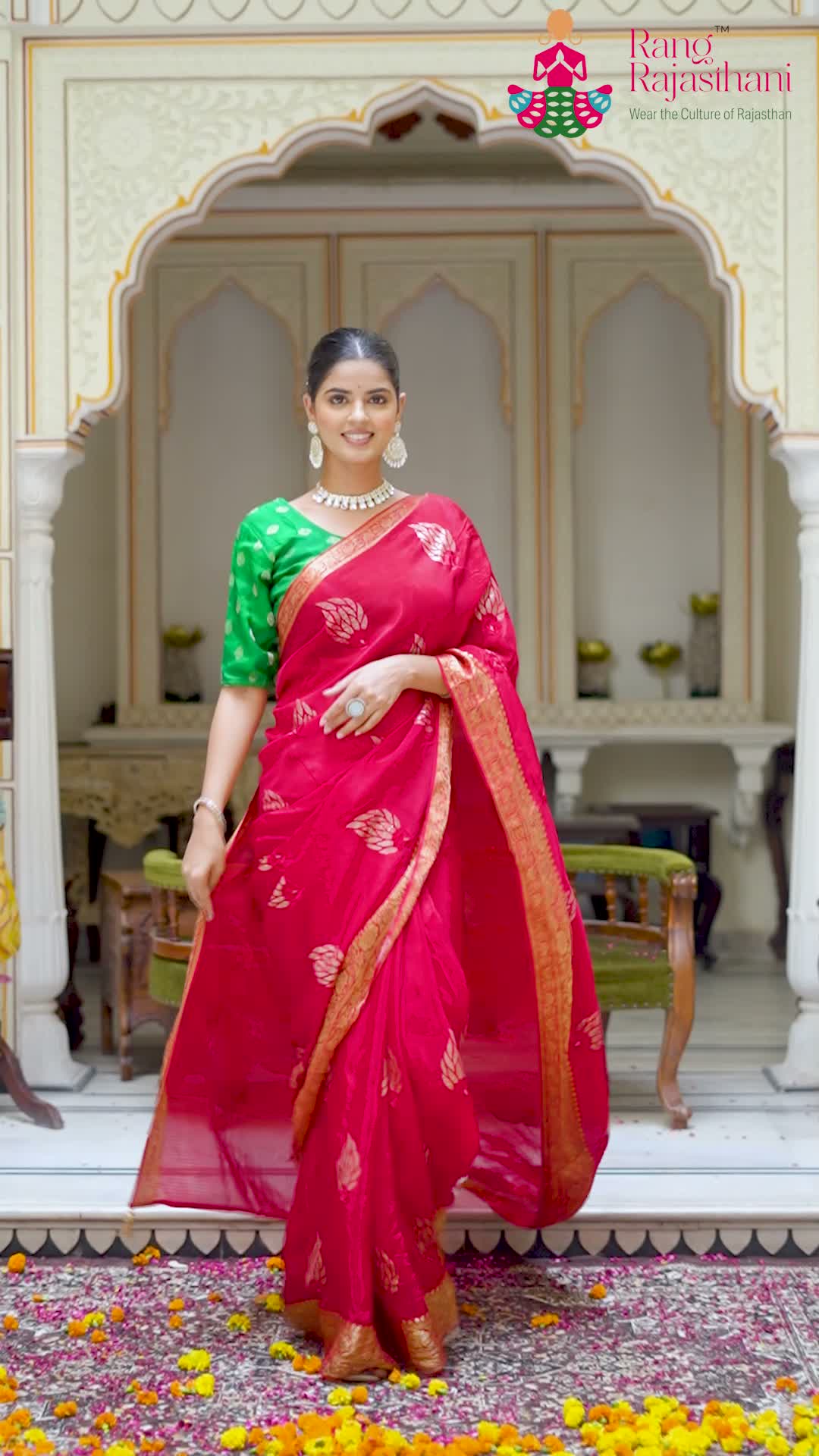 Red Pure Ho Silk Sequin Saree for Wedding Guest | New Season