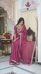 Wine Synthetic Zari Embroidery Saree for Wedding Reception | Premium Pick