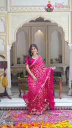 Red Silk Bandhani Lehenga Chunni for Sangeet Night | Premium Edit