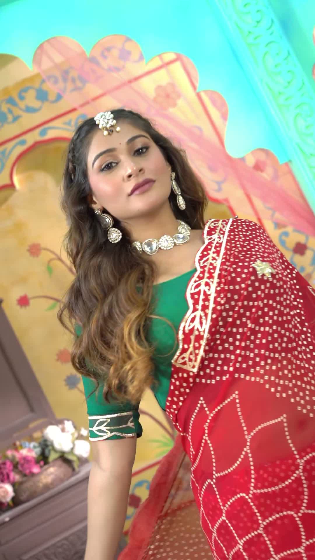 Red Soft Georgette Bandhani Saree for Mayra Ceremony | Exclusive Edit