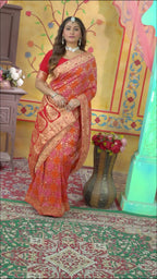Red Soft Georgette Bandhani Saree for Mayra Ceremony | Wedding Saree