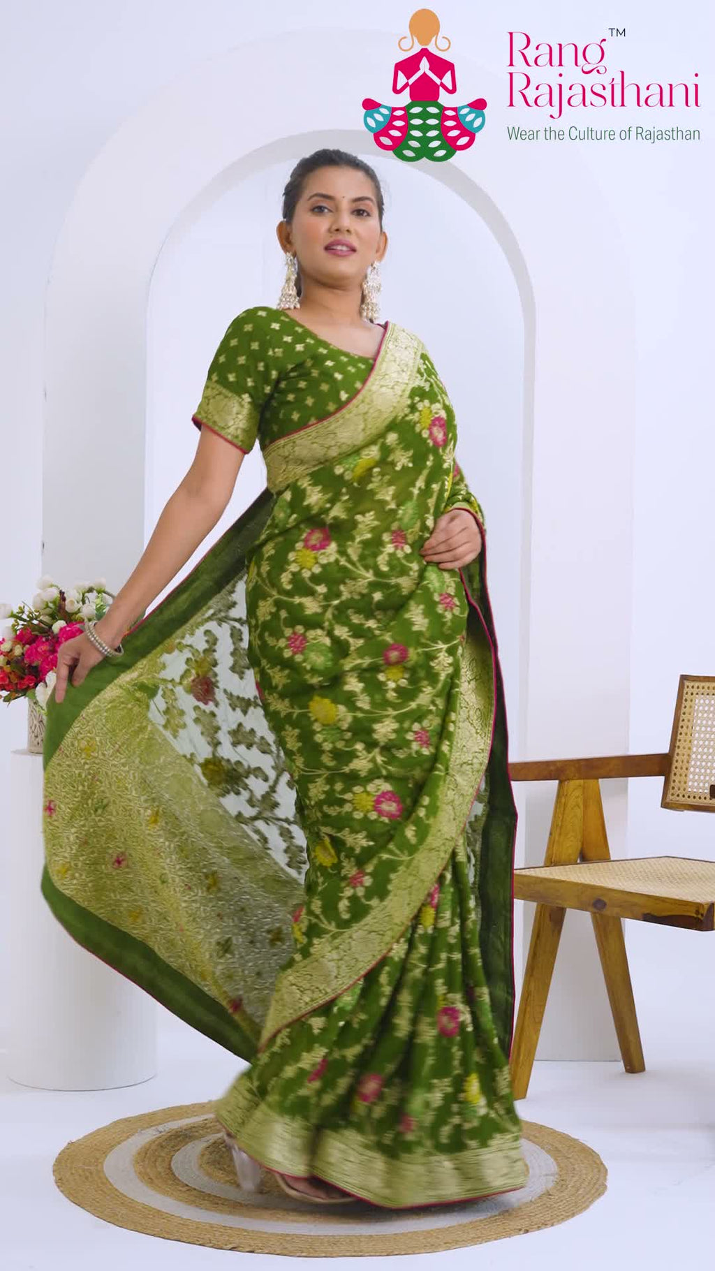 Green Soft Georgette Banarasi Zari Weave Saree for Mehendi Ceremony | Wedding Edit