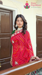 Red Soft Georgette Bandhani Saree for Bridal | Exclusive Edit