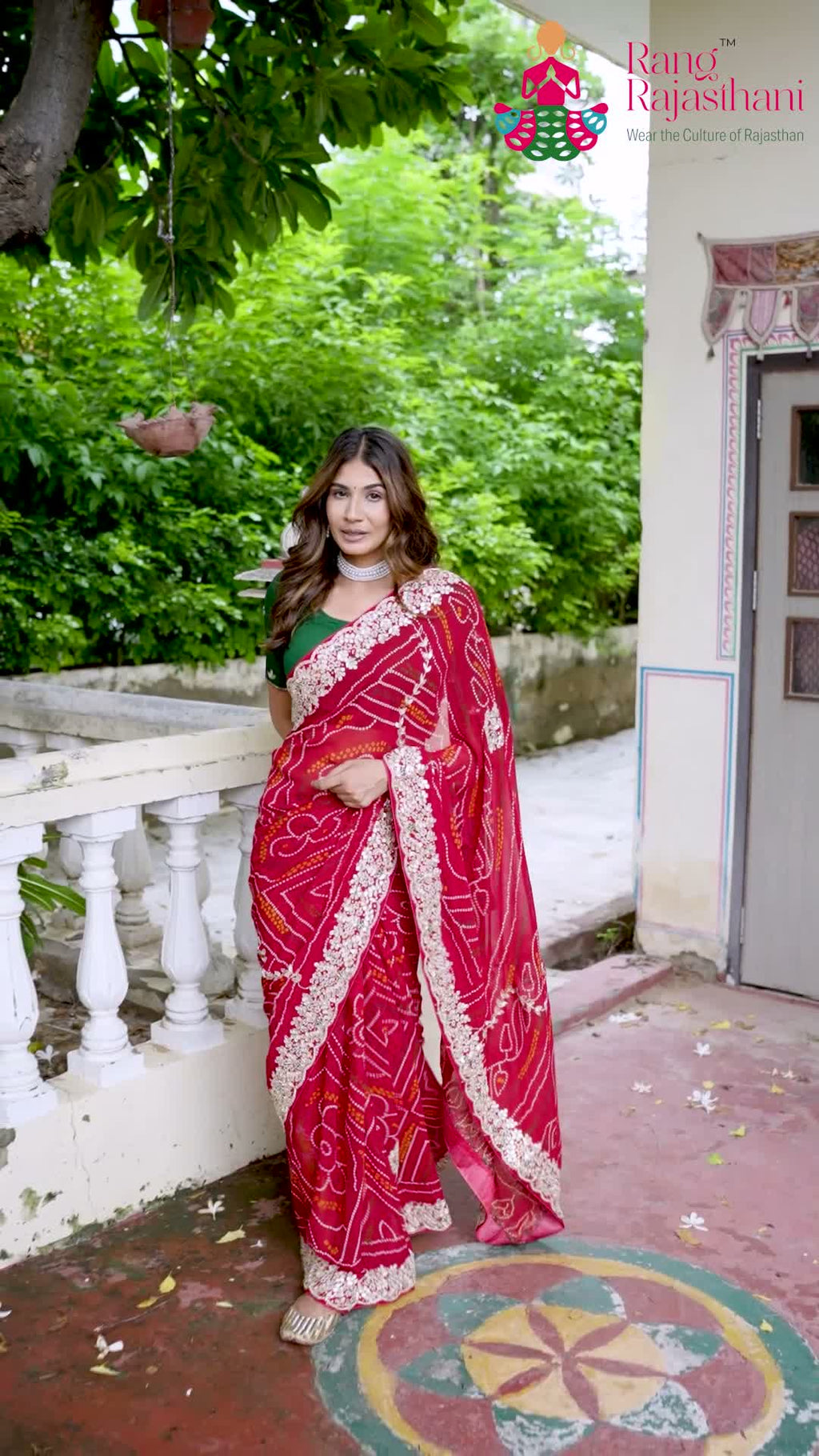 Red Soft Georgette Bandhani Saree for Mayra Ceremony | Buy Today