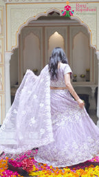 Purple Synthetic Sequin Lehenga Chunni for Wedding Reception | Premium Collection