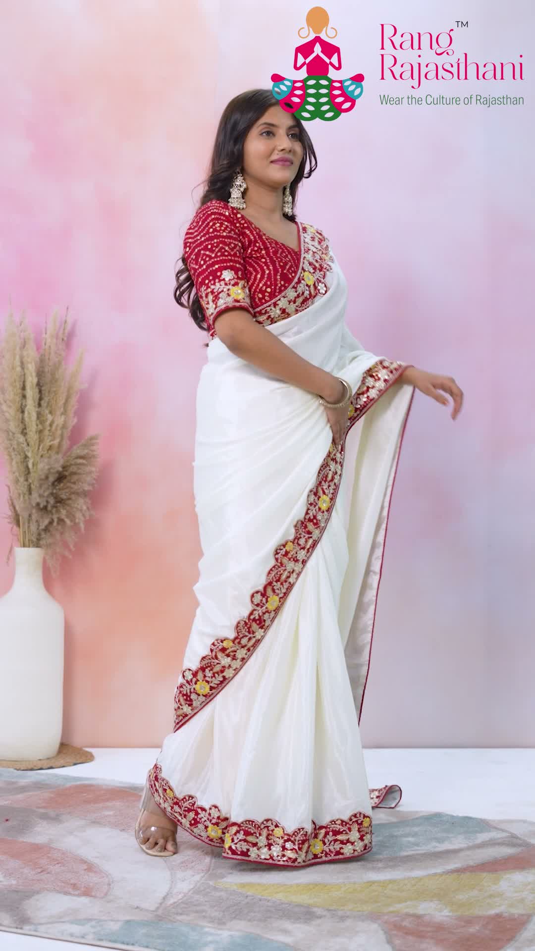 White Synthetic Gota Patti Saree for Festive Celebration | Curated Edit