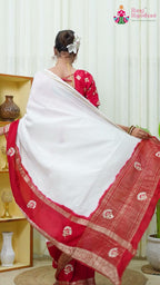 White Pure Upada Silk Banarasi Zari Weave Saree for Wedding Guest | Reception Pick
