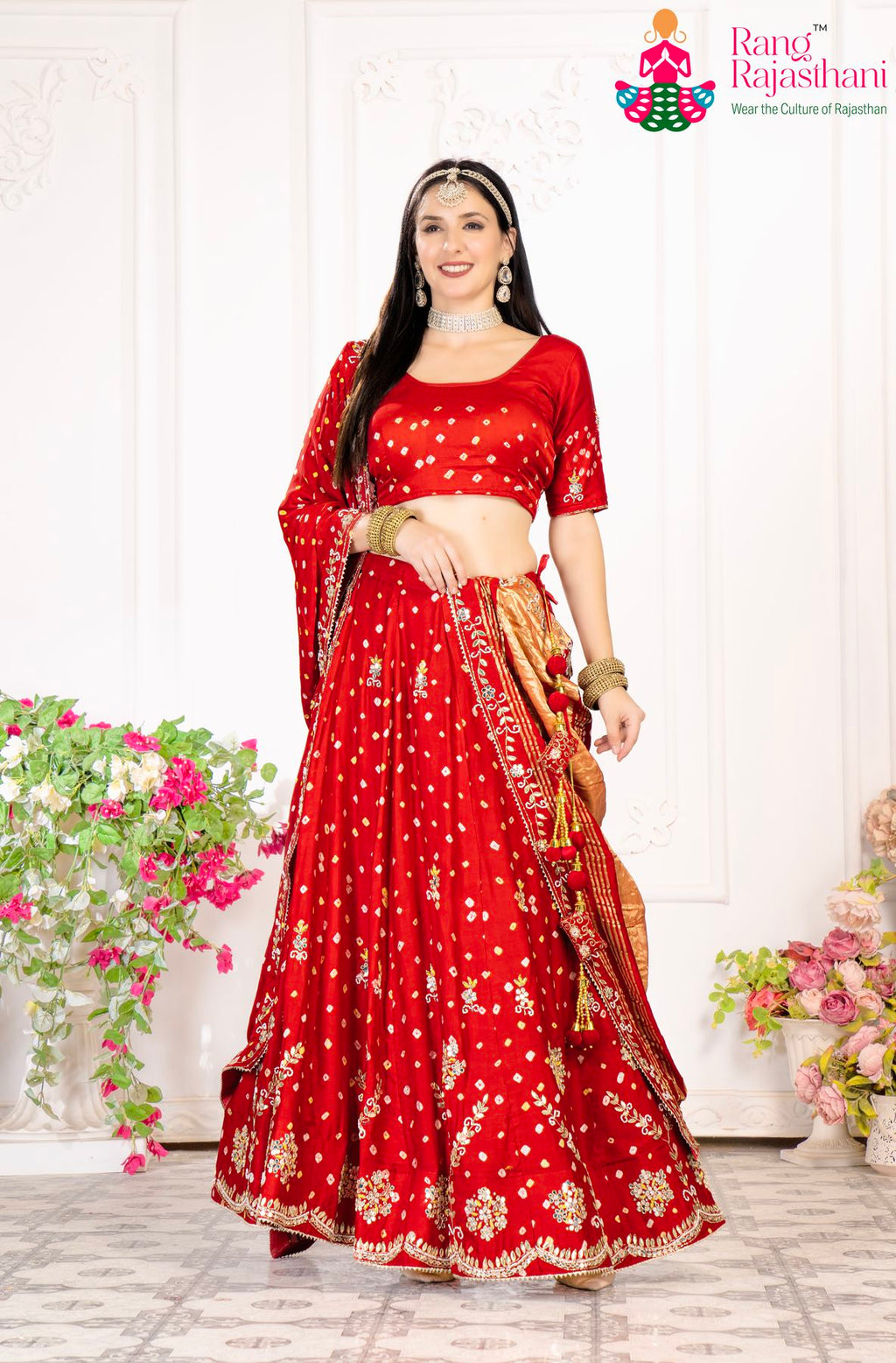 Red Party Wear Lehenga chunni | Rang Rajasthani lehenga chunni