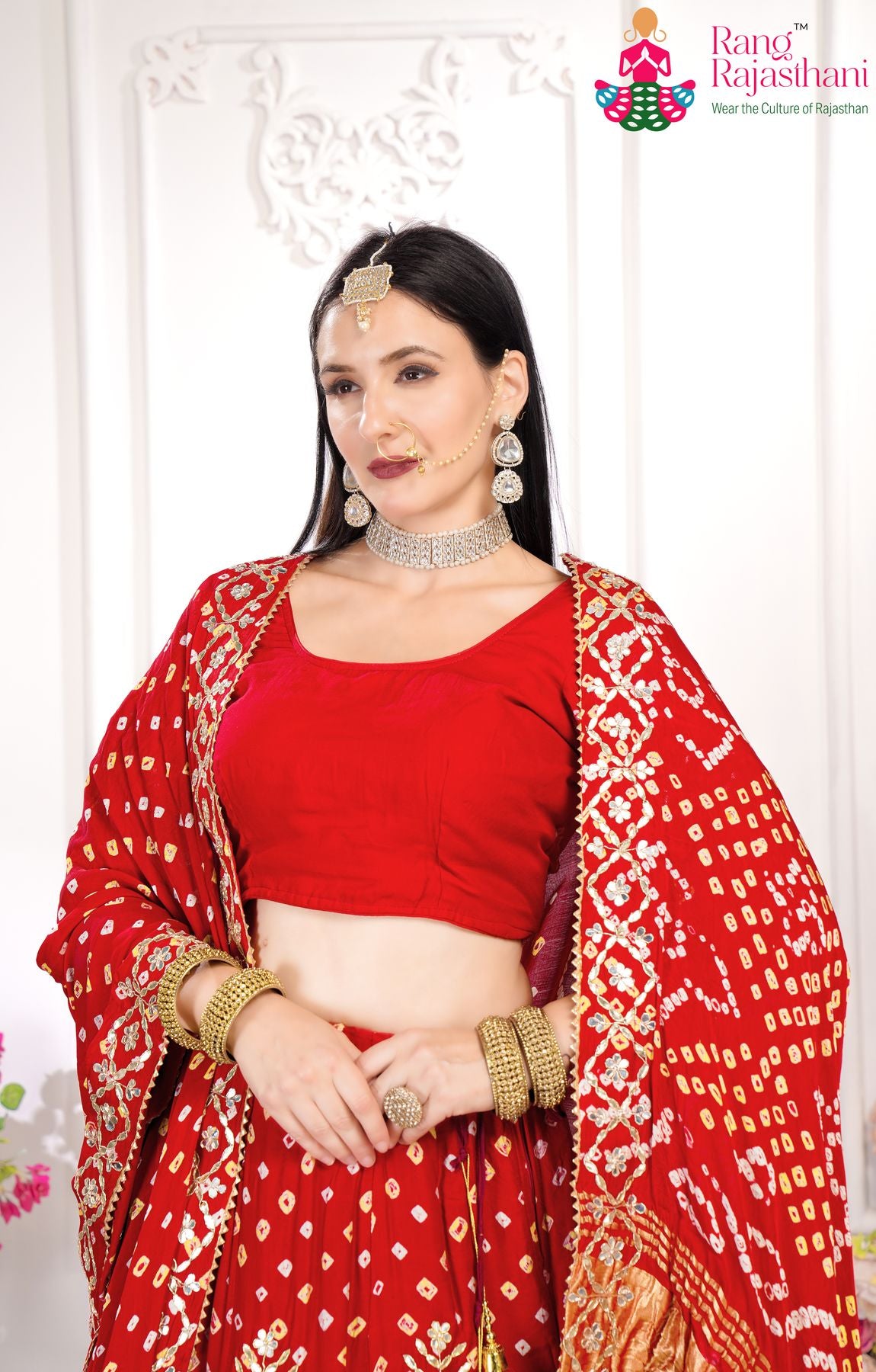 Red Party Wear Lehenga chunni | Rang Rajasthani lehenga chunni