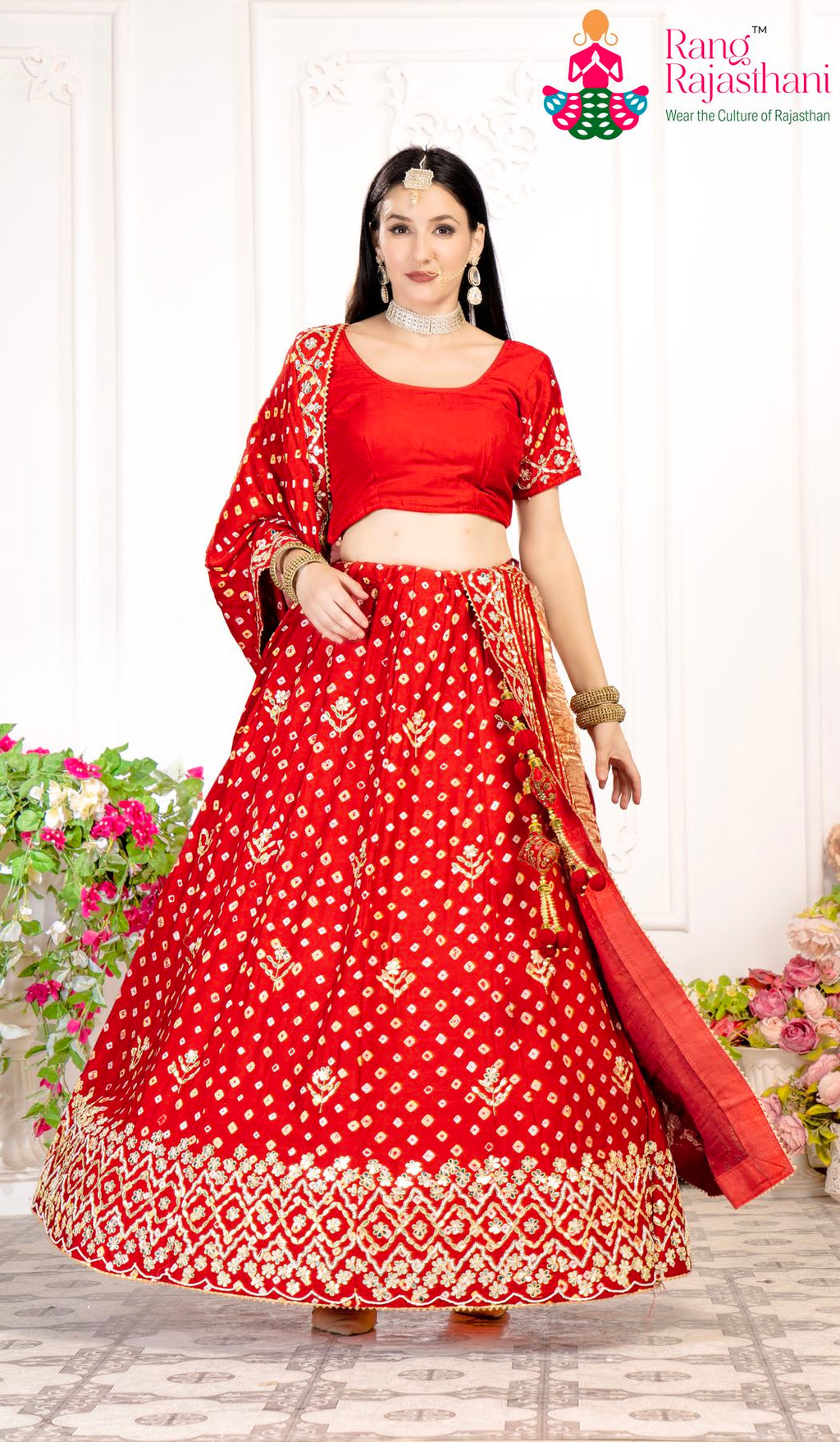 Red Party Wear lehenga chunni | Rang Rajasthani lehenga chunni