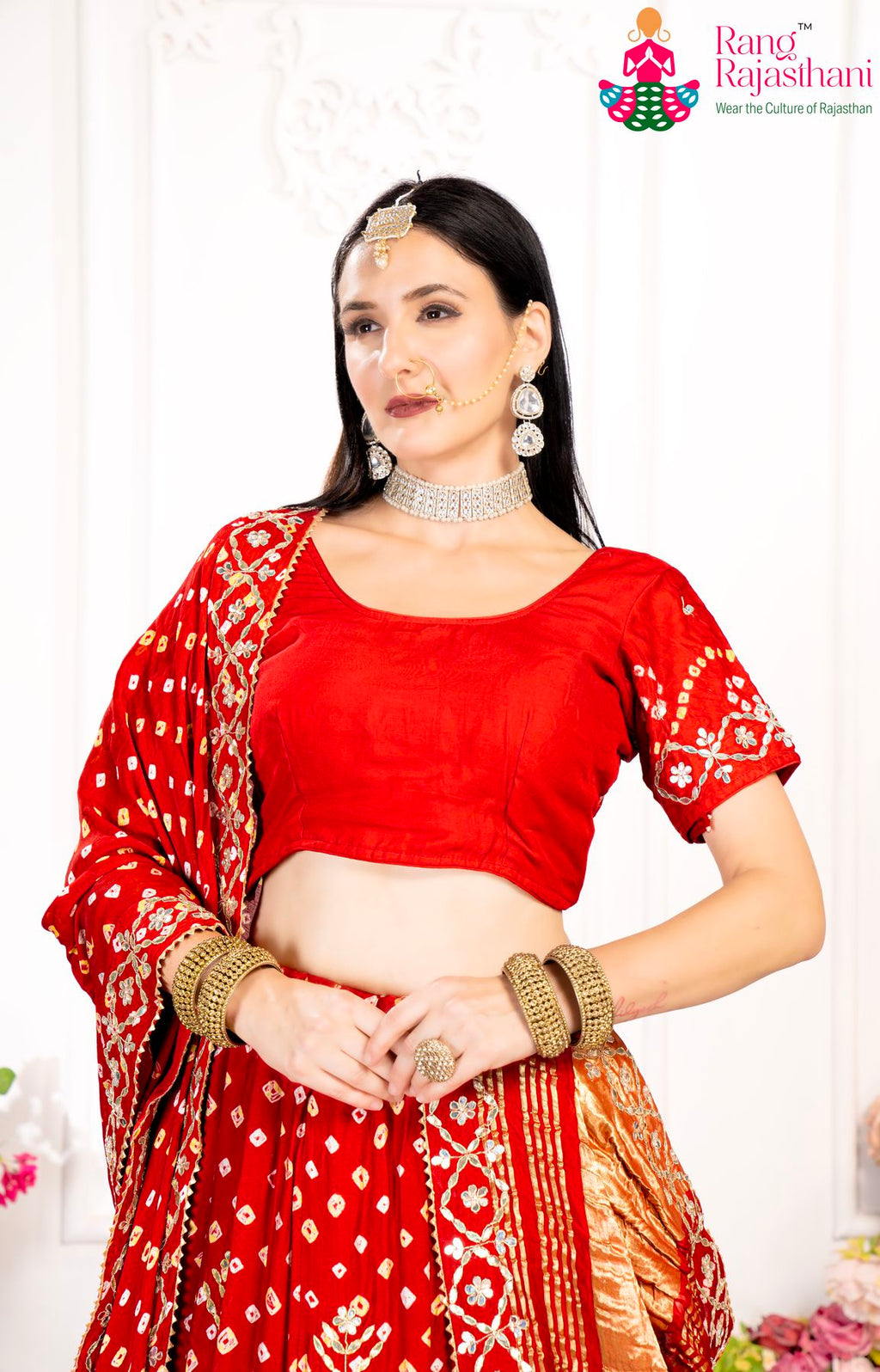 Red Party Wear lehenga chunni | Rang Rajasthani lehenga chunni