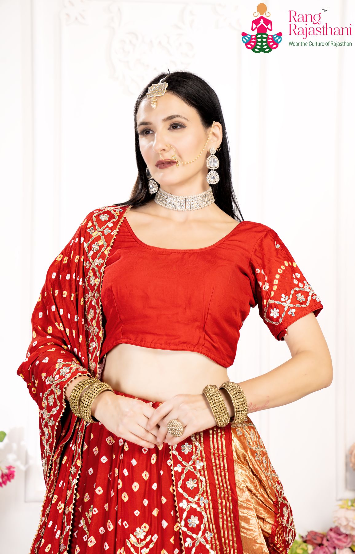 Red Party Wear lehenga chunni | Rang Rajasthani lehenga chunni