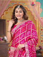 Rani Pure Gaji Silk Wedding saree with Gotta Patti and Ghatchola from Rang Rajasthani