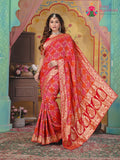 Red Pure Georgette Wedding saree with Khaddi Work from Rang Rajasthani