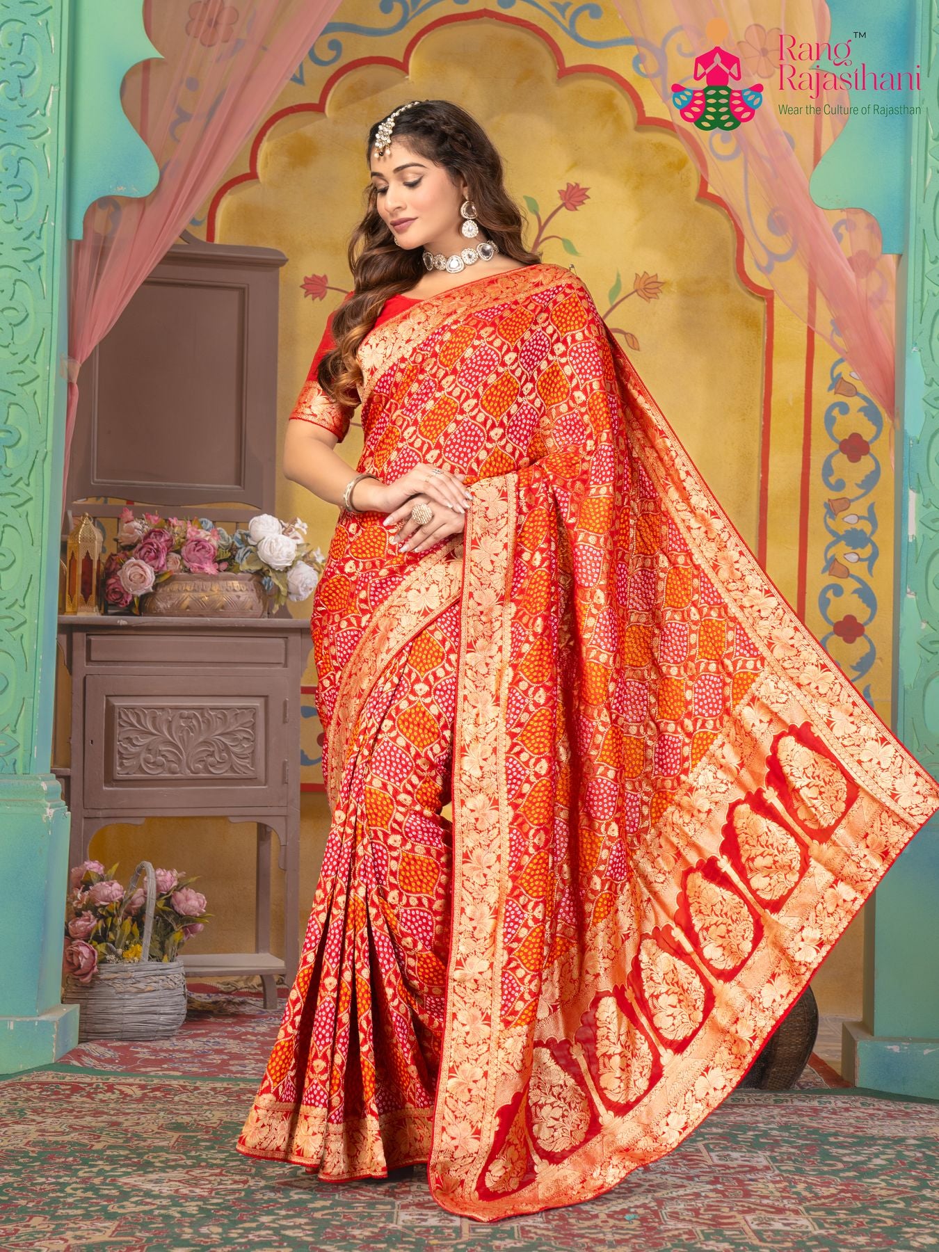 Soft Red Fabric Saree - Festive