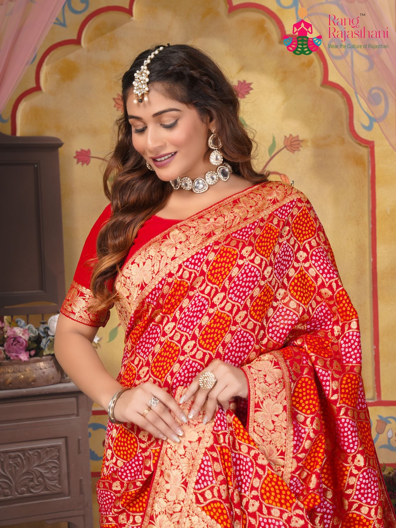 Soft Red Fabric Saree - Festive