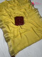 border detailing of pure yellow chinnon saree