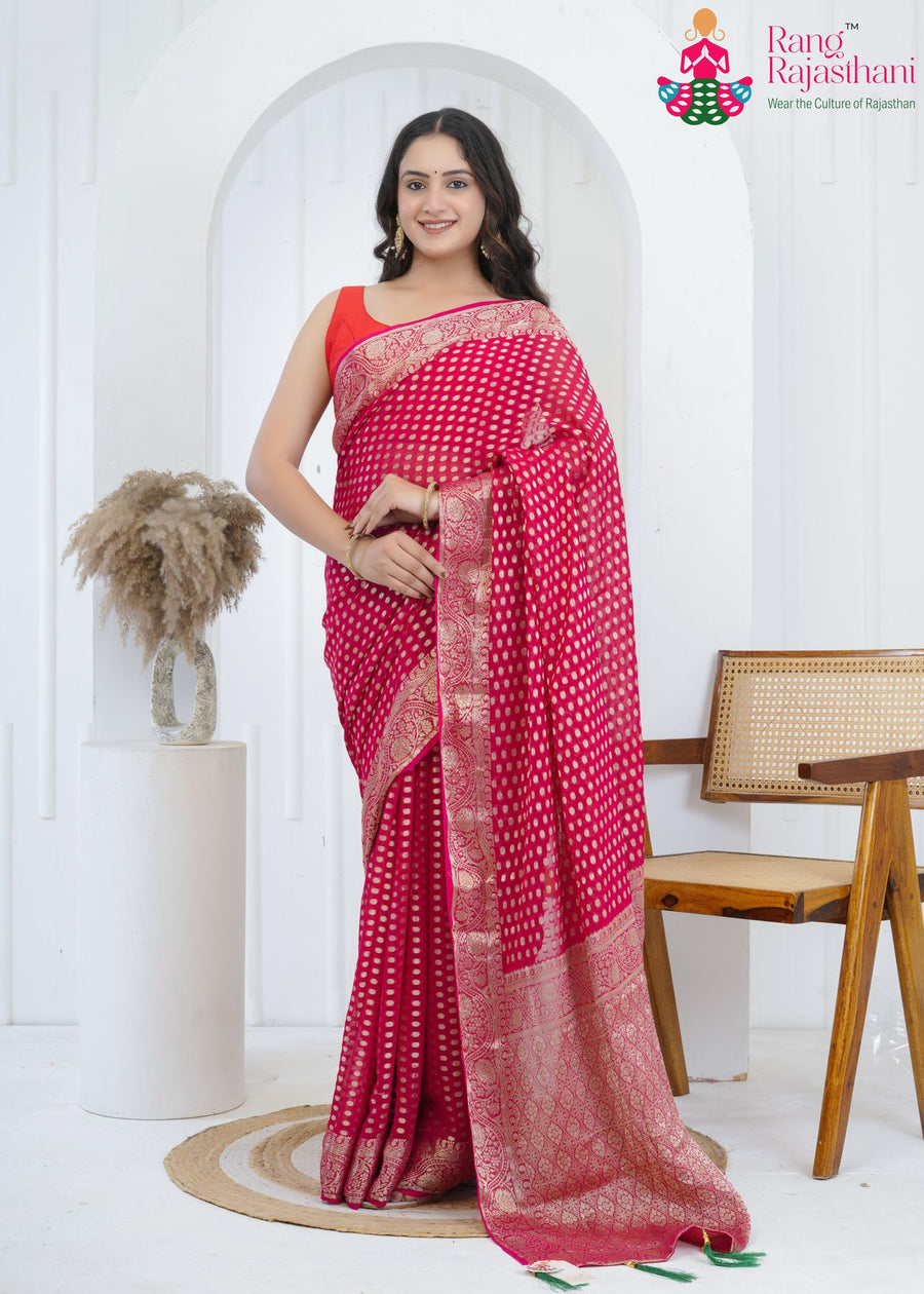 Rani Soft Georgette Banarasi Zari Weave Saree for Festive Celebration | Wedding Ready