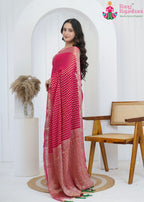 Rani Pure Georgette saree with Khaddi Work side drape view