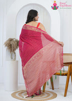 Rani Pure Georgette saree with Khaddi Work back view