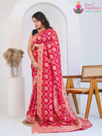 Rani Pure Georgette saree with Khaddi Work side drape view