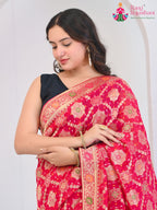 Rani Pure Georgette saree with Khaddi Work close up detailing