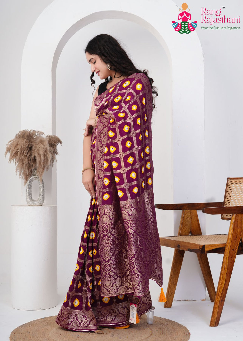 Wine Pure Dola Silk Mandap Silks Saree : Classic Gharchola