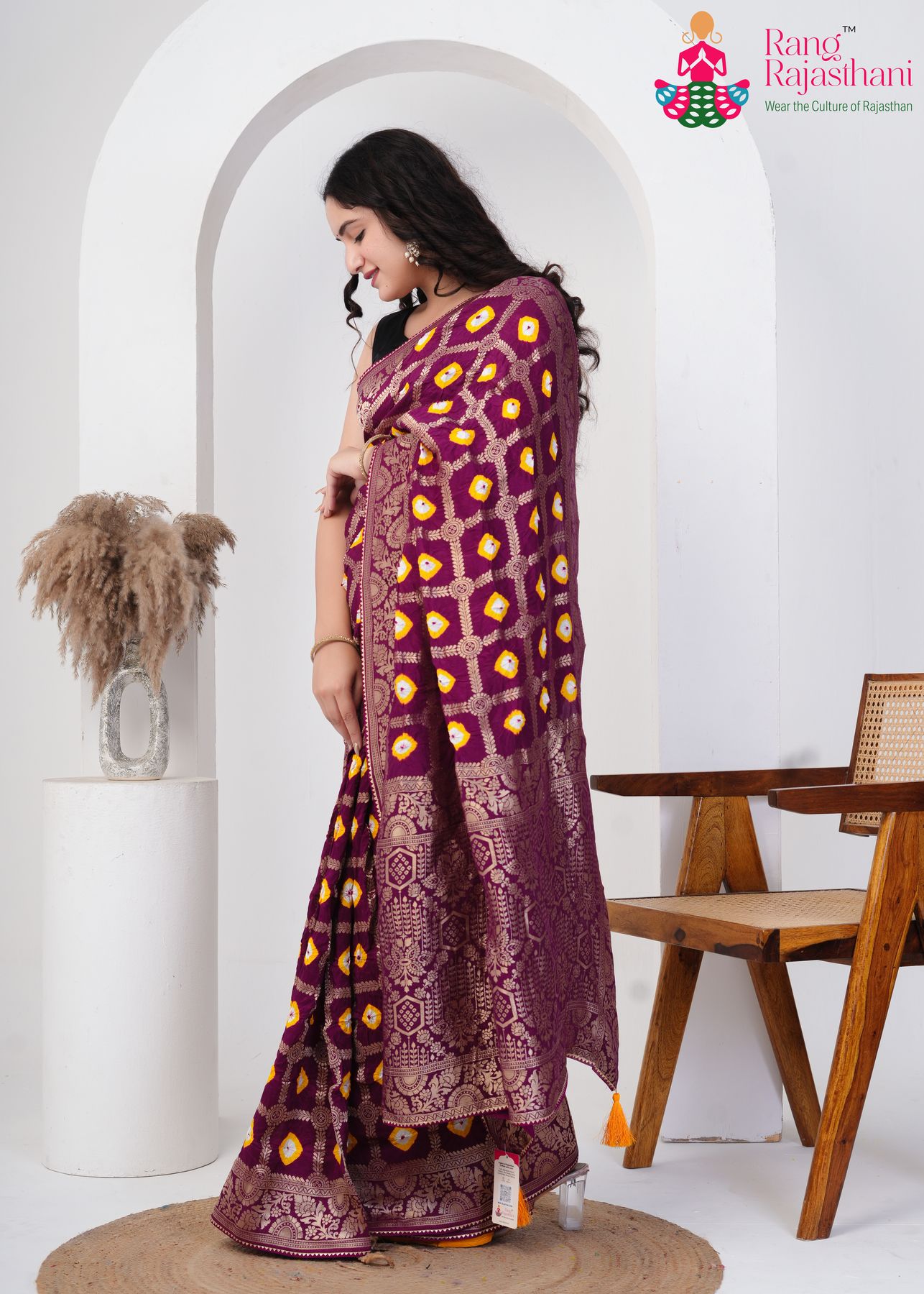 Wine Pure Dola Silk Mandap Silks Saree : Classic Gharchola