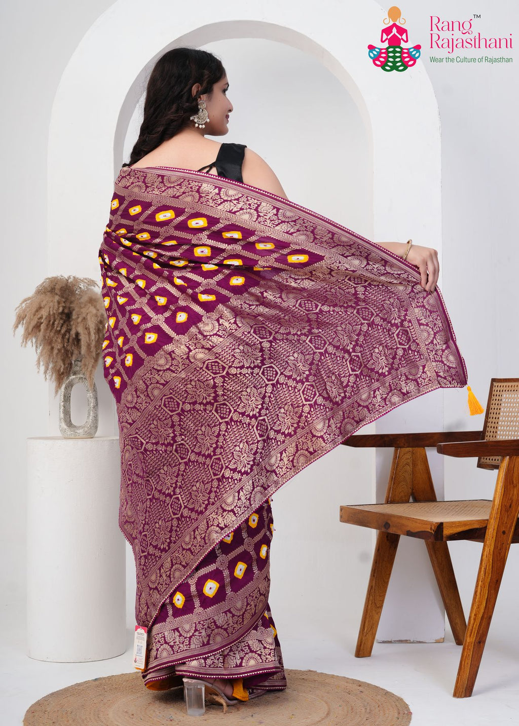 Wine Pure Dola Silk Mandap Silks Saree : Classic Gharchola