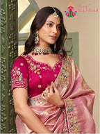 close up detailing of purple art silk zari embroidery saree 