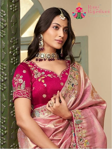close up detailing of purple art silk zari embroidery saree 