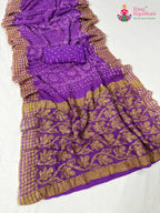purple chiffon bandhani saree for mayra ceremony by Rang Rajasthani