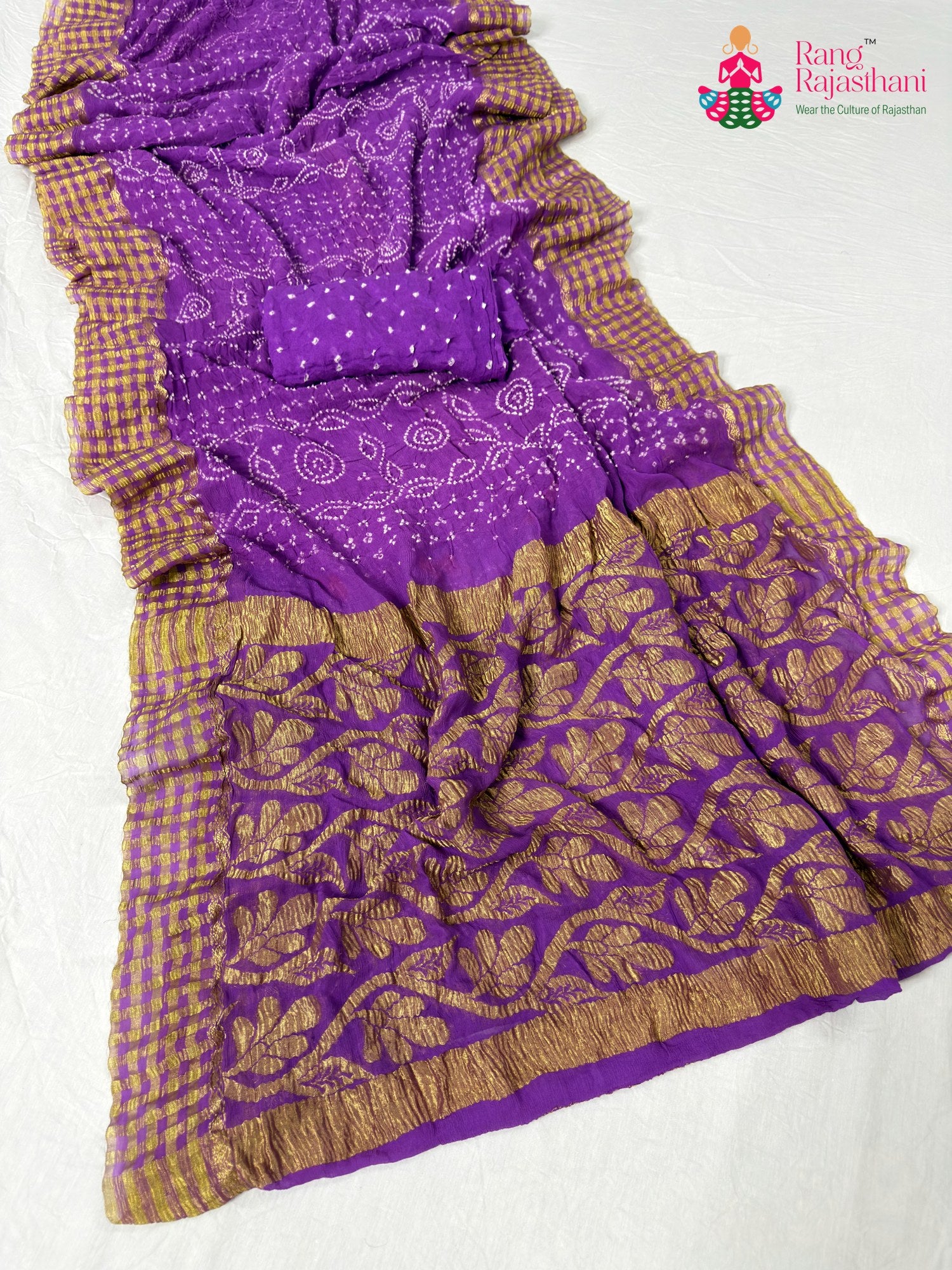 purple chiffon bandhani saree for mayra ceremony by Rang Rajasthani