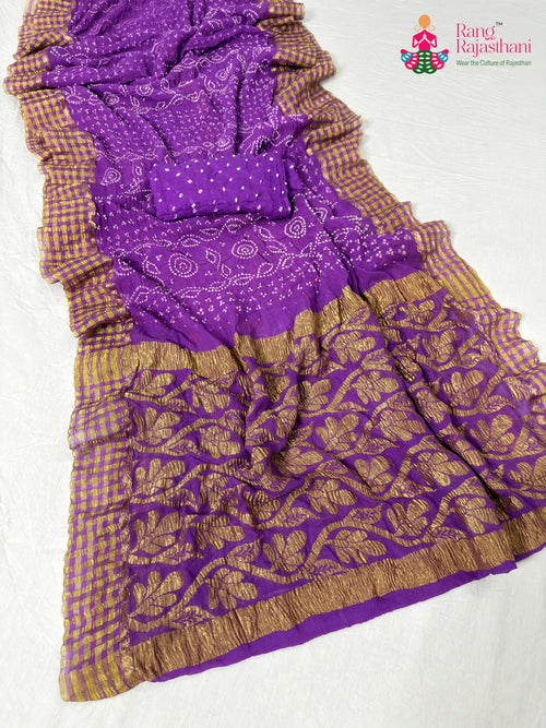 Purple Chiffon Bandhani Saree : Silent Flow main-image